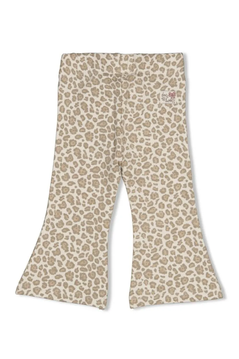 Feetje Flare Broek AOP Dress To Impress in offwhite melange, kinderbroek met uitlopende pijpen en all-over print